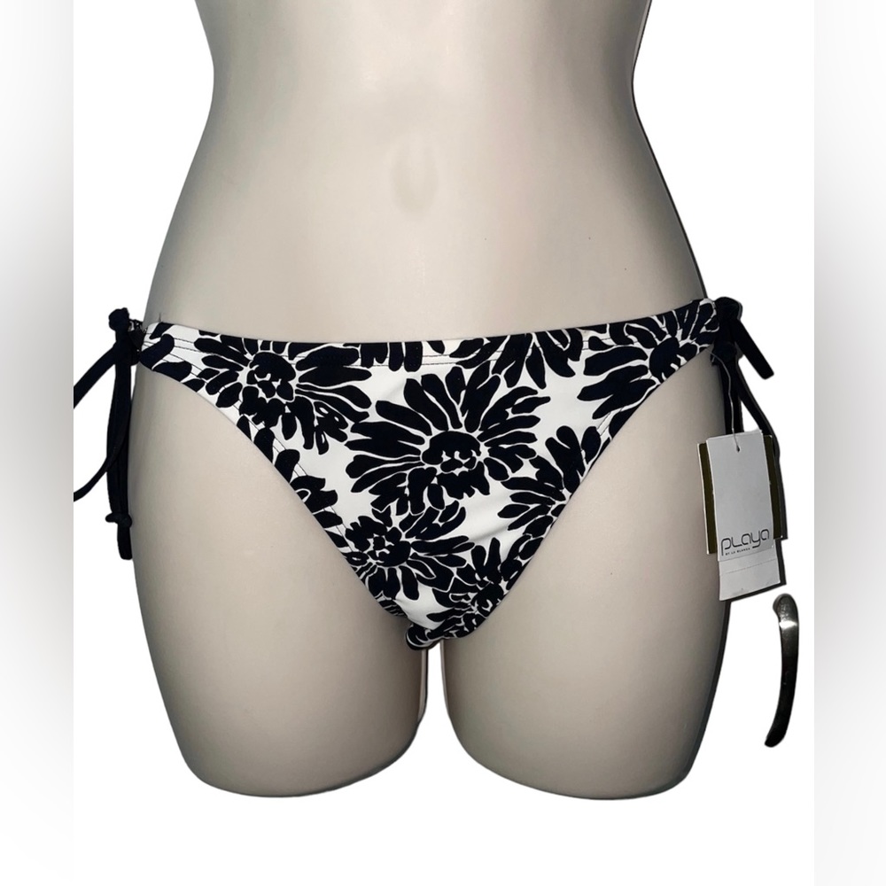 NWT Women S PLAYA By BLANCA Black/White Floral Side Ties Bikini Swimsuit Bottom!